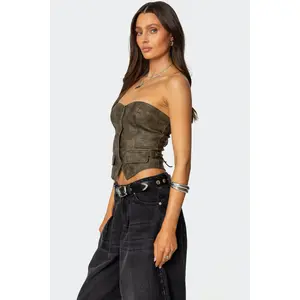 Maysen Faux Leather Corset