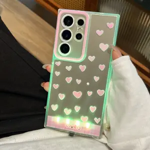Cute Heart Pattern Glowing Phone Case Cover Casing, Voice Control Light-Up Protection, Compatible with Galaxy S26/s25/s24/a35/a36, anti-Drop Gift for Girlfriend