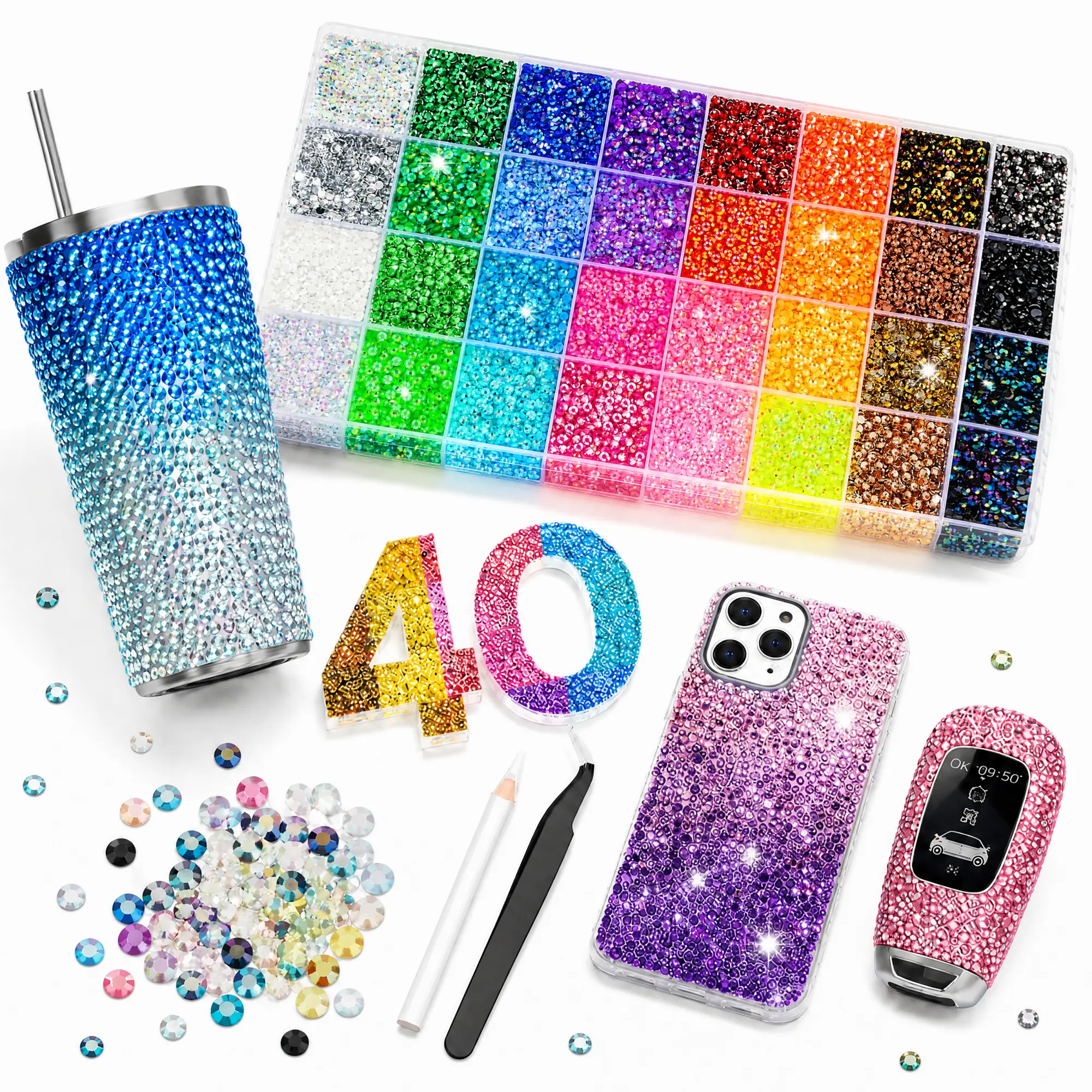 DIY Diamond Bedazzling Kit with 3mm Mixed Resin Rhinestones. Nail Art Supplies.DIY Diamond Bedazzling Kit with 3mm Mixed Resin Rhinestones Perfect for DIY Crafts, Clothing, Nail Art Supplies.Jewelry, Glitter Decorative Nails