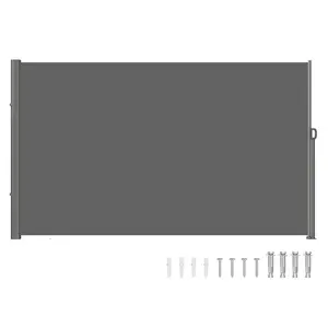 VEVOR Retractable Side Awning, Summervibes,Summervibes, 71''x 118'' Aluminum Outdoor Privacy Screen, 280g Polyester Water-proof Retractable Patio Screen, UV 30+ Room Divider Wind Screen for Patio, Backyard, Balcony, Gray