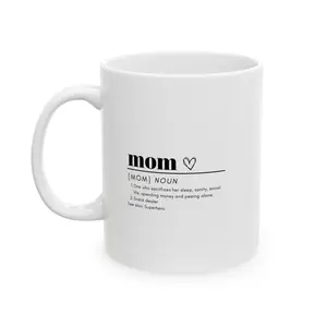 11oz Glossy Ceramic Mom Definition Printed Coffee Mug, Reuse-Friendly Washable Kitchenware Drinkware for Daily Use