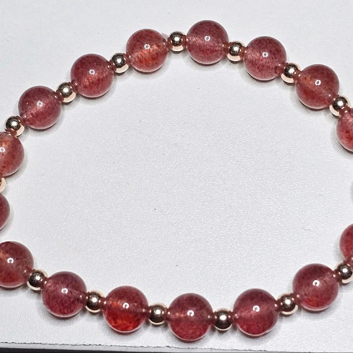 High Quality Strawberry Quartz Crystal Bead Bracelet 8mm stretch bracelet