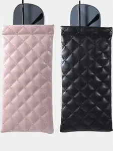 2pc/set Soft Sunglass Case Eyeglass Case Women Sunglasses Pouch Squeeze PU Leather Portable Eyeglasses Pouch Sunglass Sleeve