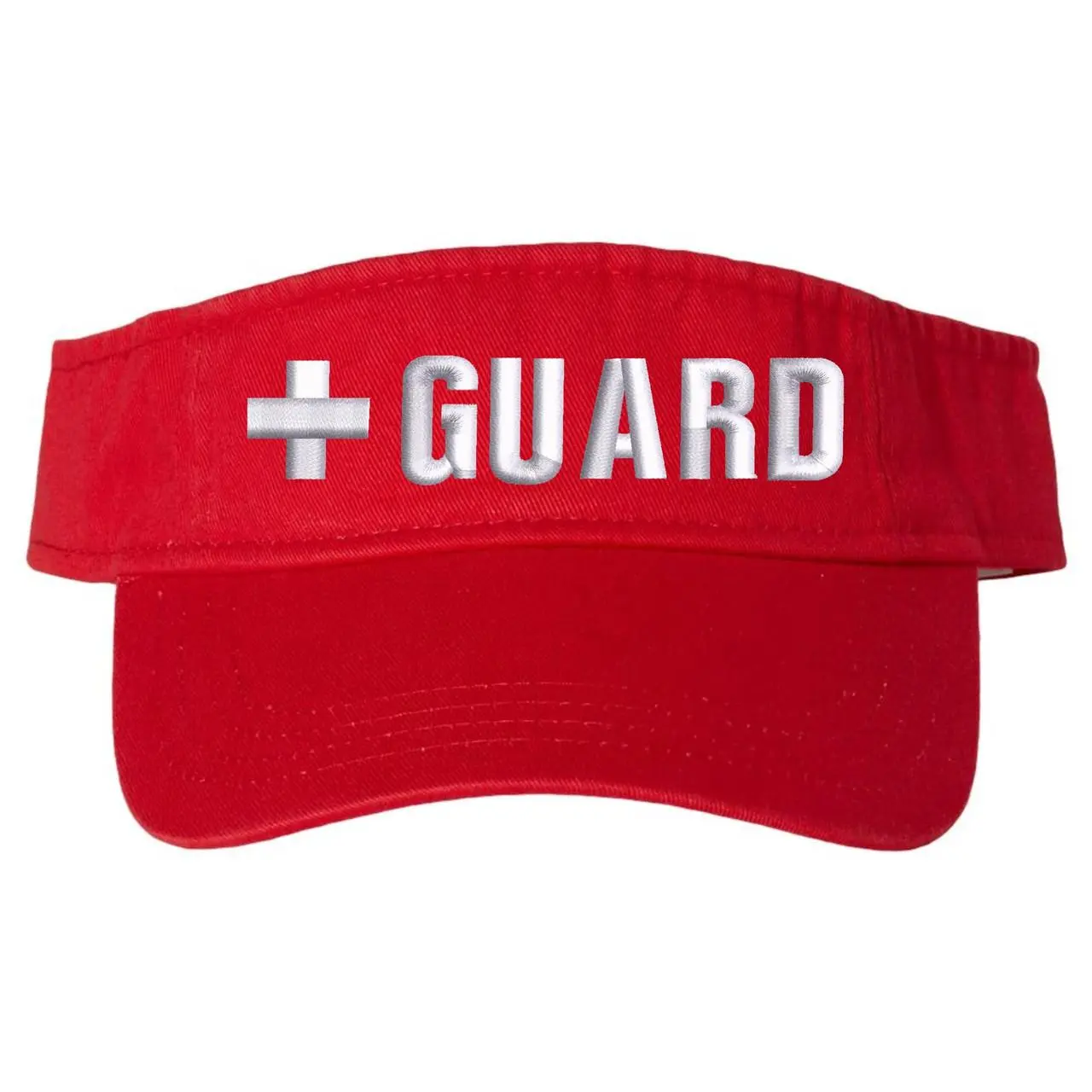 Red Guard Visor Hat, Adjustable Bio Washed Cotton Twill Sun Cap for Men & Women, Professional Functional Lifeguard Gear, Rivers, Lakes, Pool Beach, Cross Emblem, Unisex Names, Female, Fully Adjustable, Pools, Beach Hat, Water Sports, Velcro