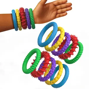 Multicolor Stretchy Fidget Bracelet, 10pcs Spiky Sensory Toys, Creative Stretchable Stress Relief Toy for Calming & Soothing, Sensory Grippie Set