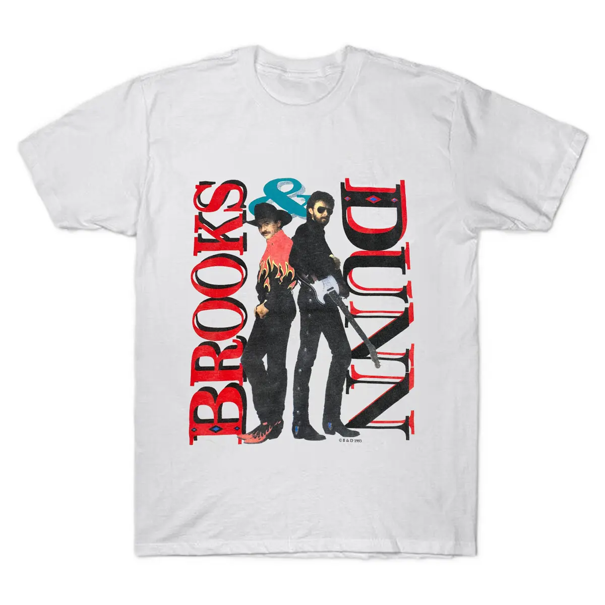 Vintage 1993 Brooks and Dunn Stampede Tour Country Music White Cotton One Side T-Shirt
