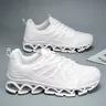 Men's White Lace-Up Breathable Mesh Casual Trainers - 1 Pair Lightweight Comfortable Runner with Hollow-Out Shock-Absorbing Sole, All-Season Footwear, Athletic Fashion, EU39/US6.5 EU40/US7, for Gym Training Walking Sports Shoes
