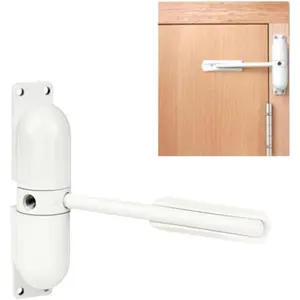 Door Closer Automatic Safety Spring Door Closer - Easy to Install to Convert Hinged Doors to Self-Closing- White
