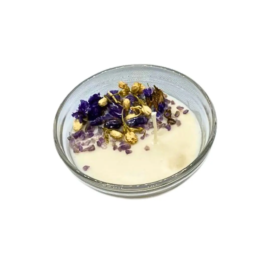 Lavender woods intention candle, Candle with healing crystals, Rustic decor, Meditation tool, Hand poured soy wax, Relaxing home fragrance Scented