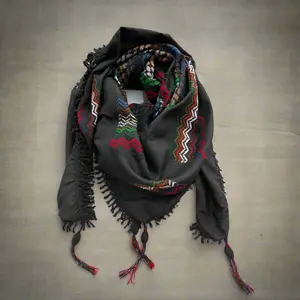 Nablus Textile Company Multicolor on Black Keffiyeh Woven in Palestine 48x48 Soft Breathable Cotton Polyester Blend Handcrafted for All Seasons