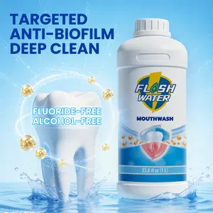 FLASHWATER Alcohol Free Mouthwash with HAS Factor - Anti-Biofilm Formula for Long-Lasting Fresh Breath Gentle Daily Oral Care for Adults & Kids 6+ FDA Compliant 33.8 Fl Oz