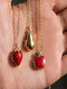 1 sweet and cute fruit-themed (strawberry, apple, pear) clasp pendant necklace | Perfect for everyday wear | A great gift for your mom, wife, or girlfriend