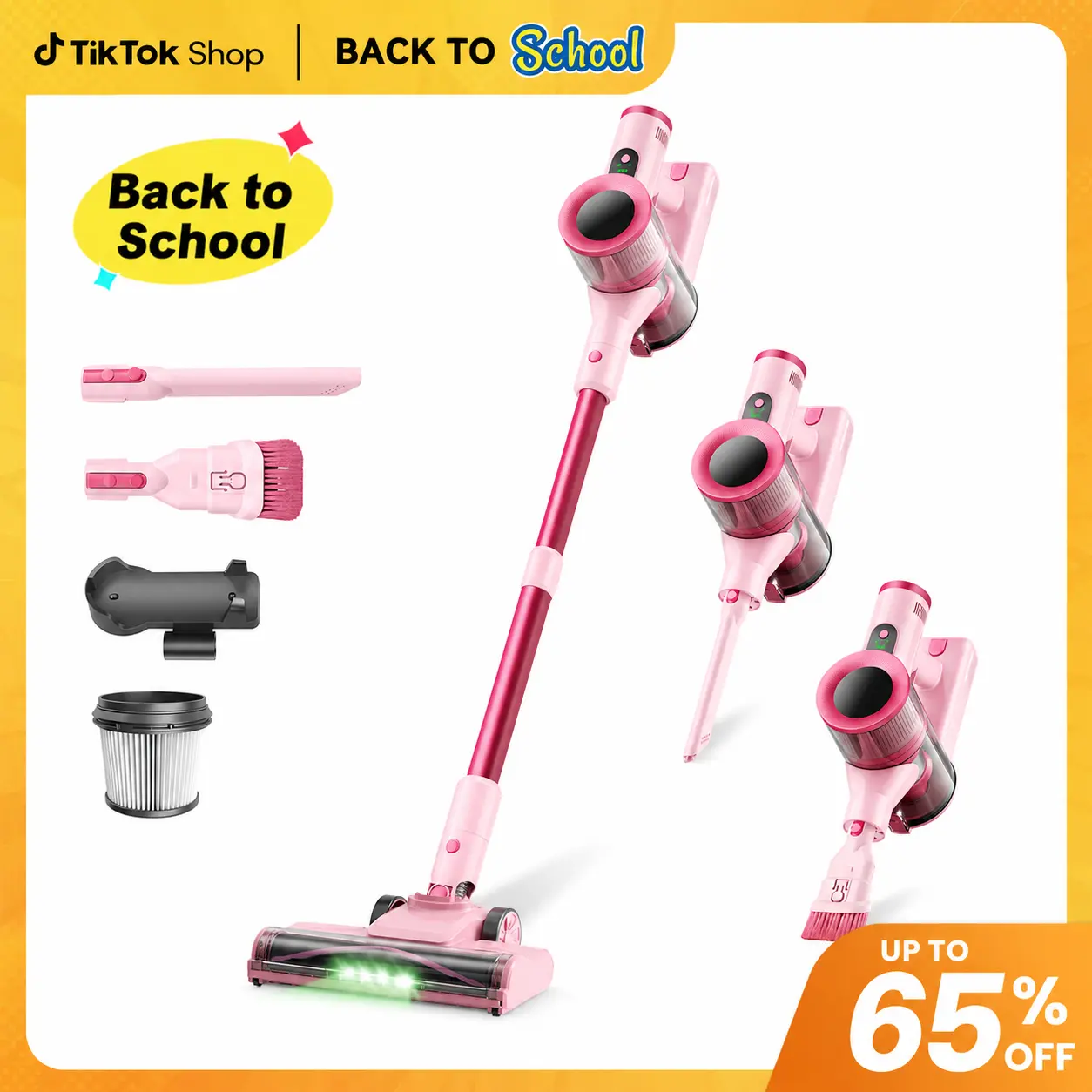 [Back to School] S2 Cordless Vacuum Cleaner, 350W Brushless Motor for Powerful Suction, 55-Min Runtime, 8-in-1 Self-Standing Stick SummerWins with Green LED, Anti-Tangle Rechargeable Vacuum for Floors, Carpets, Tiles, Pet Hair & Car