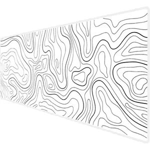 White  Pad, Topographic  Pad Large, Gaming Desk Pad, XL Mousepad, Keyboard Pad, Desk Mat, 31.5 x 11.8 in, Minimalist Contour for Office