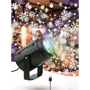 1pc Rotating Christmas Snowflake Stage Light, USB Powered Snowflake Projector, Perfect For Indoor Holiday Decoration, Christmas And Thanksgiving Party - Rotating Snowflake Pattern, Christmas Pattern Stage Light