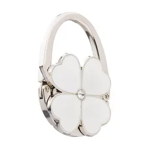 Foldable Handbag Hanger Hook – Portable Purse Holder for Table with Clover Design | Travel-Friendly Folding Bag Hook