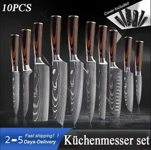 10pcs Damascus Pattern Kitchen Knife Set (Gift Box)