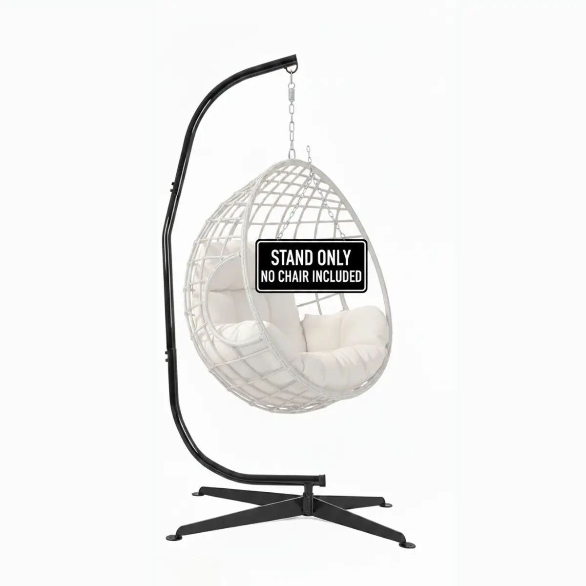 Hammock Chair Stand C-Stand for Hanging Swing Chair Indoor/Outdoor – Heavy Duty Steel Frame, 330LBS Capacity, Black (Stand Only)-Excludes chair