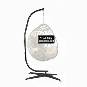 Hammock Chair Stand C-Stand for Hanging Swing Chair Indoor/Outdoor – Heavy Duty Steel Frame, 330LBS Capacity, Black (Stand Only)-Excludes chair