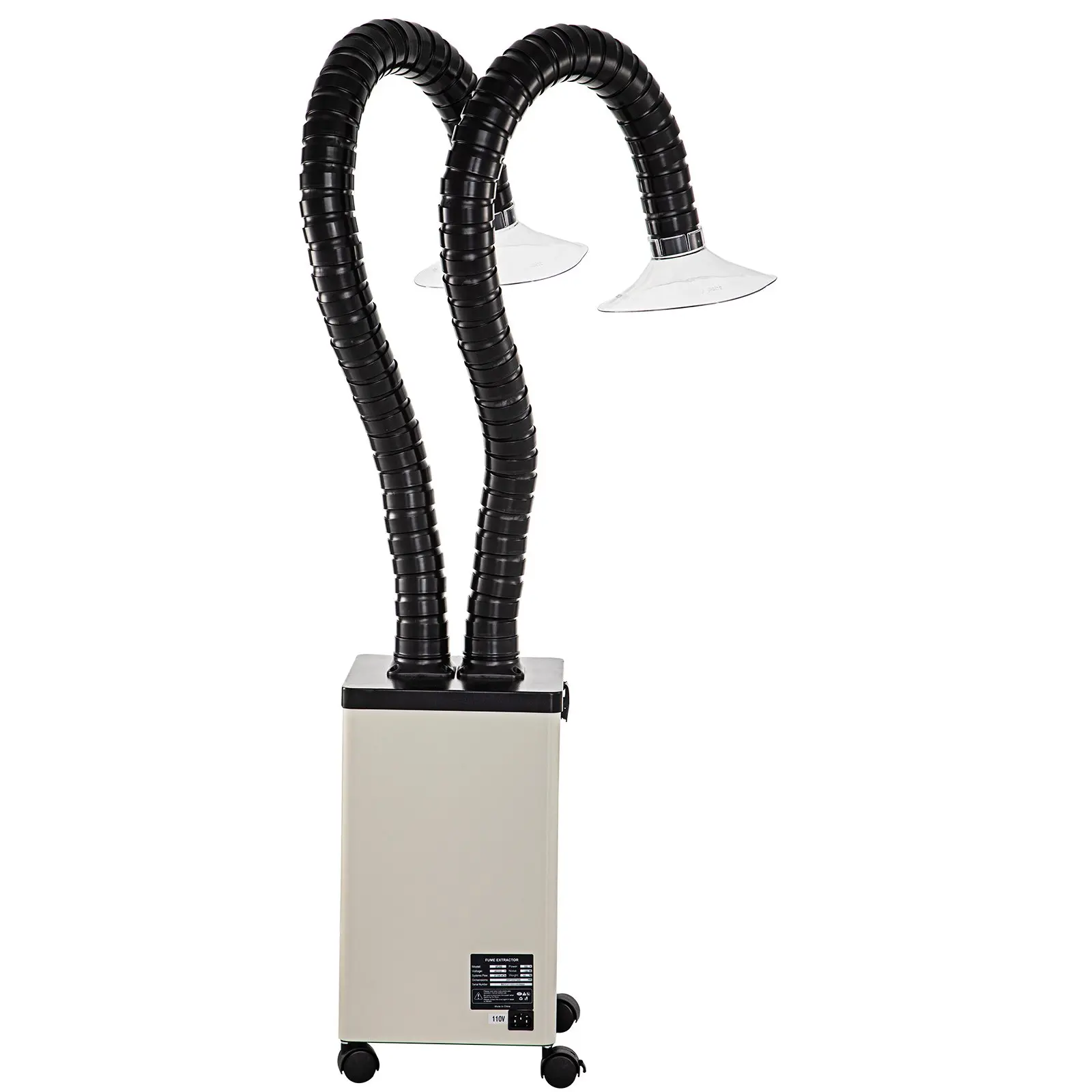 VEVOR Solder Fume Extractor, 150W 165 CFM Flow 4500rpm Motor Smoke Absorber with 3-Stage Filters, 3-Speed Adjustment, 47.2in Hose Reach, 63db Quiet Run, Locking Wheels for Soldering, Engraving, Fl250 Model