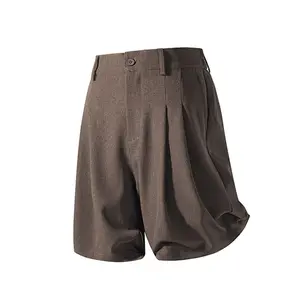 High-waisted drapey suit shorts for summer — lightweight wide-leg mid-length shorts with pleats that create a slimming effect