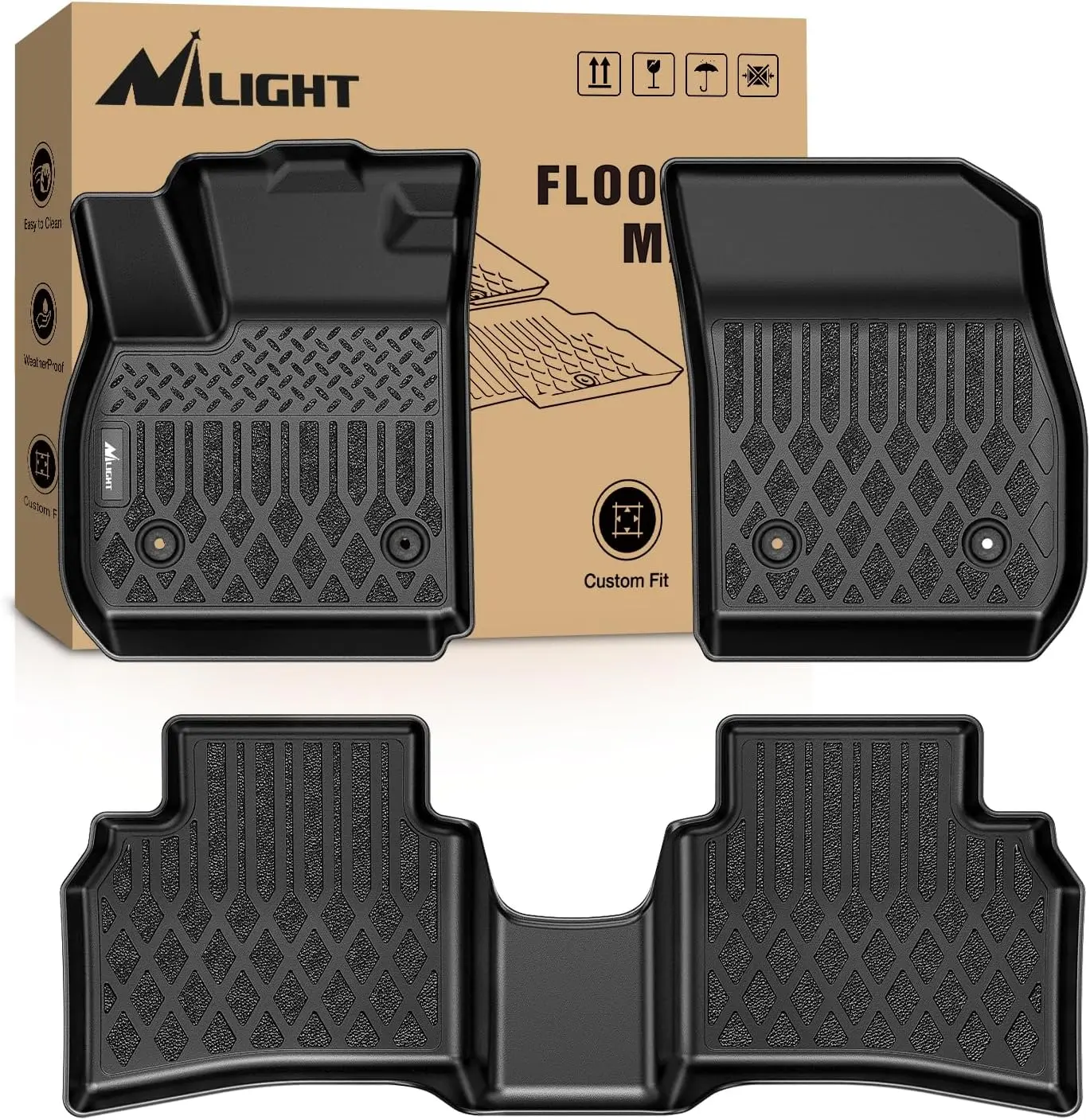 Nilight Custom-Fit CNC Cut Car Floor Mats - Waterproof, All-Weather, Heavy-Duty Floor Liners with Clips for Buick Envision 2021-2025 Auto Accessories, Cars Accessories