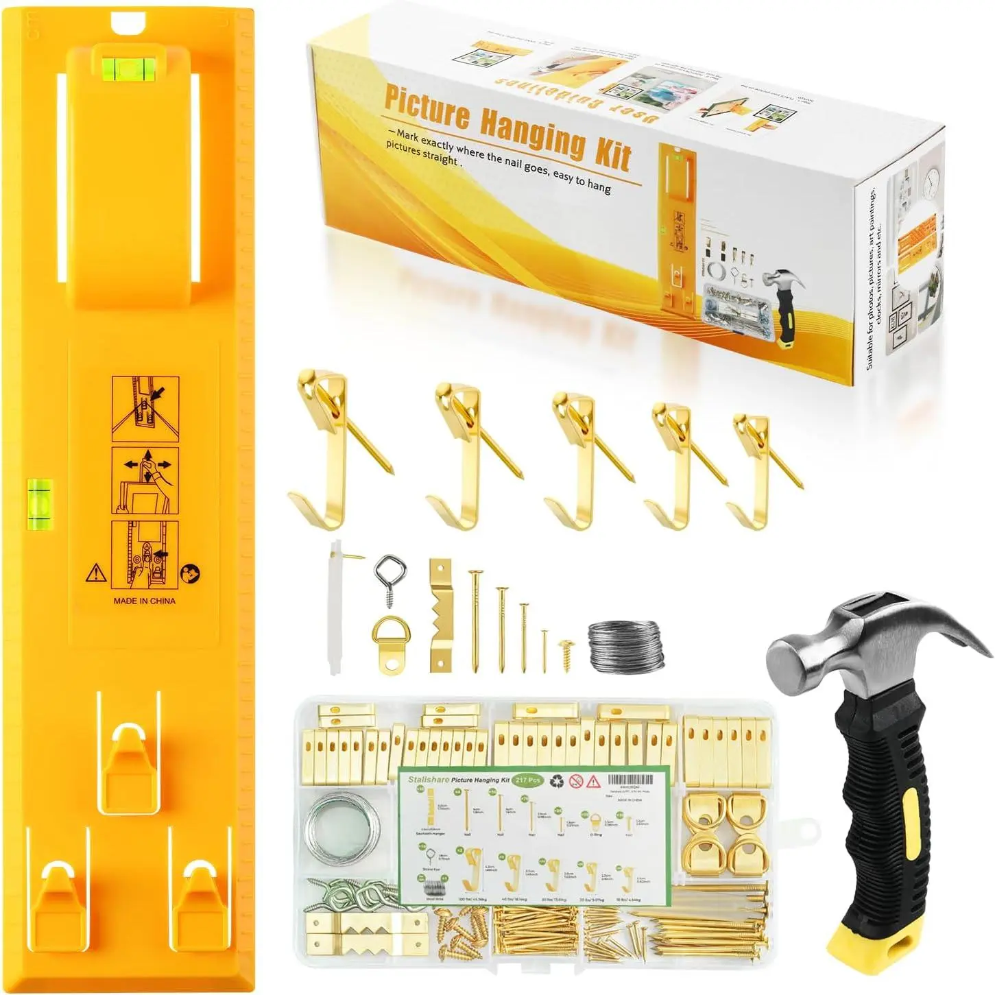 Instaframe Easy Picture Kit with, Goodsnova Picture Tool Hang and in Seconds, Including, 218PCS Picture Hanger with Hook, Nail, Wire for Painting/ Photo - .com