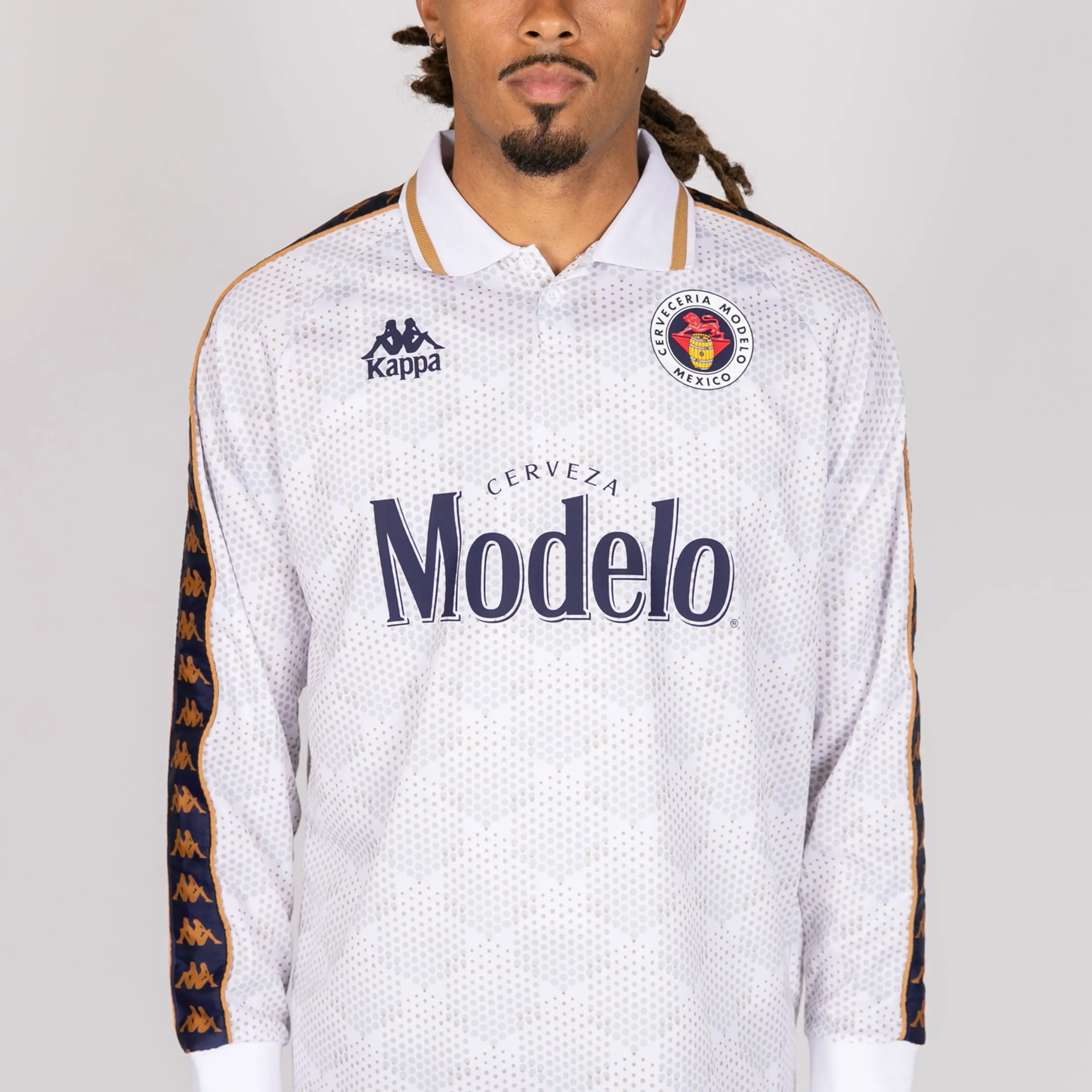 Kappa x Modelo Authentic Rajesh Long-Sleeve Soccer Jersey - White & Navy