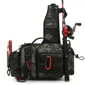 Outdoor Multifunctional Fishing Backpack, Fishing Storage Bag, Single-Shoulder Tactical Fishing Gear Bag, Adjustable Strap Design, Ideal for Fishing, Hiking, and Camping