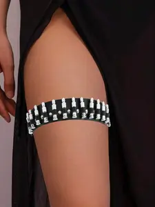 Women's Punk Bullet Decor Leg Ring Belt, PU Leather Thigh Strap Accessory, Halloween Role Play Prop, Retro Style, All Seasons, Body Jewelry