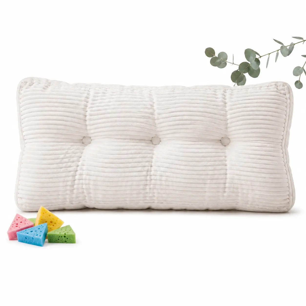 Orienflex Minimalist Thickened Vertical Stripes Long Corduroy Cushion Pillow - 3-Point Snap Securement for Inner Filling Fixing, Preventing Cotton Core Displacement & Clumping, Maintaining Shape (Sofa/Bed/Bay Indoor Furniture Accessory)