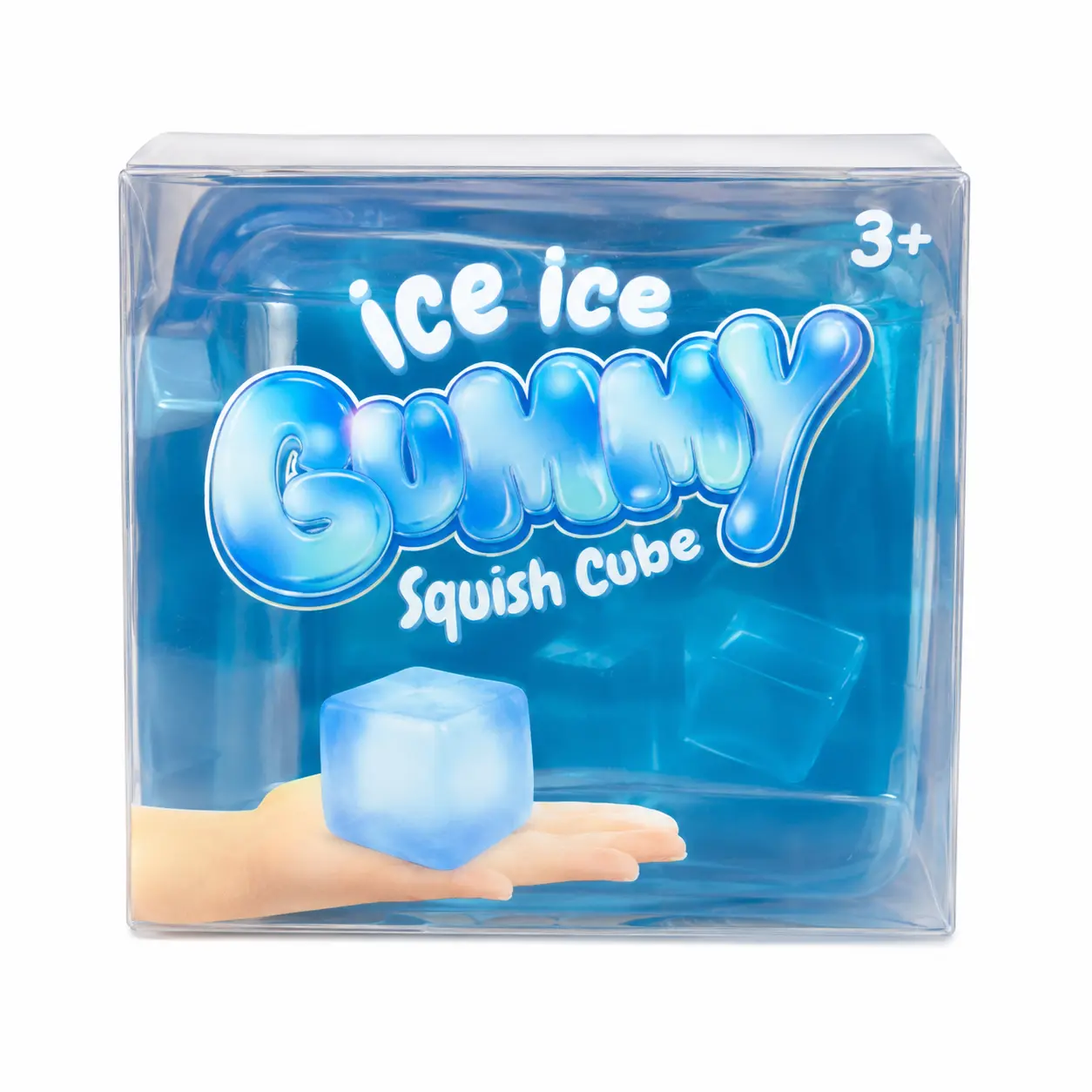 Ice Ice Gummy Squish Cube – Soft Slow Rise Sensory Fidget Toy, Blue