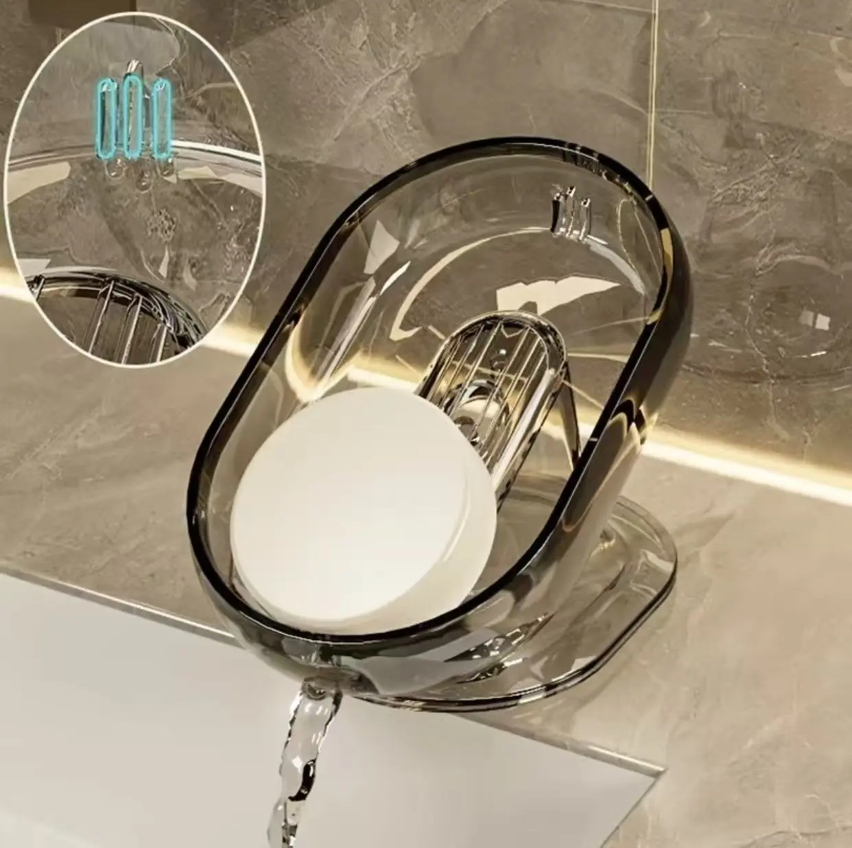 High-End Soap Holder with Drainage, Large Bathroom Soap Dish Box, Elegant Soap Rack Organizer for Shower, Toilet & Laundry Room
