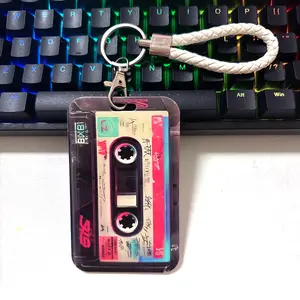 2-piece set of thickened ID card name tag holders, waterproof plastic card protectors, vintage tape-style work badges