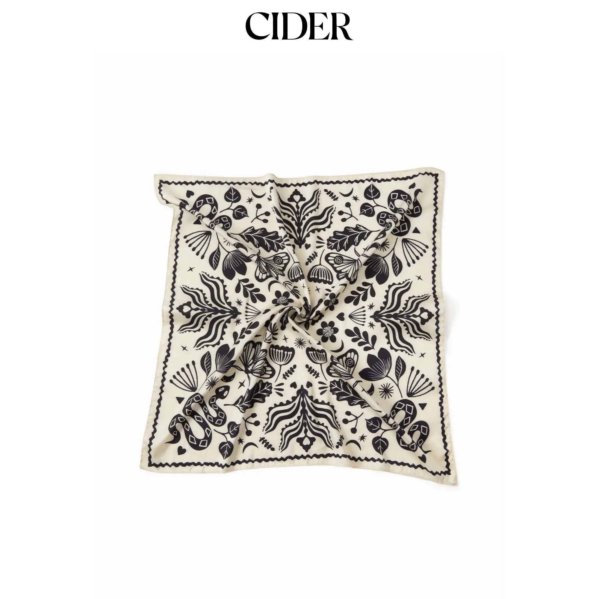 Cider Women's Silky Satin Fashion Headscarf - Vintage Print, Floral & Snake Motifs, Casual Bandana Head Wrap Headpieces for Everyday Use