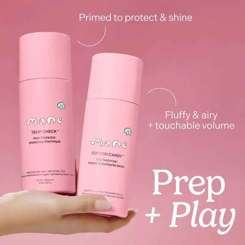 2-Piece Hair Styling Set with Heat Protector & Dry Texture Spray for Voluminous, Shiny Hair & Frizz Control, Pinky Promise Scent, Lychee, Voluminous Hair