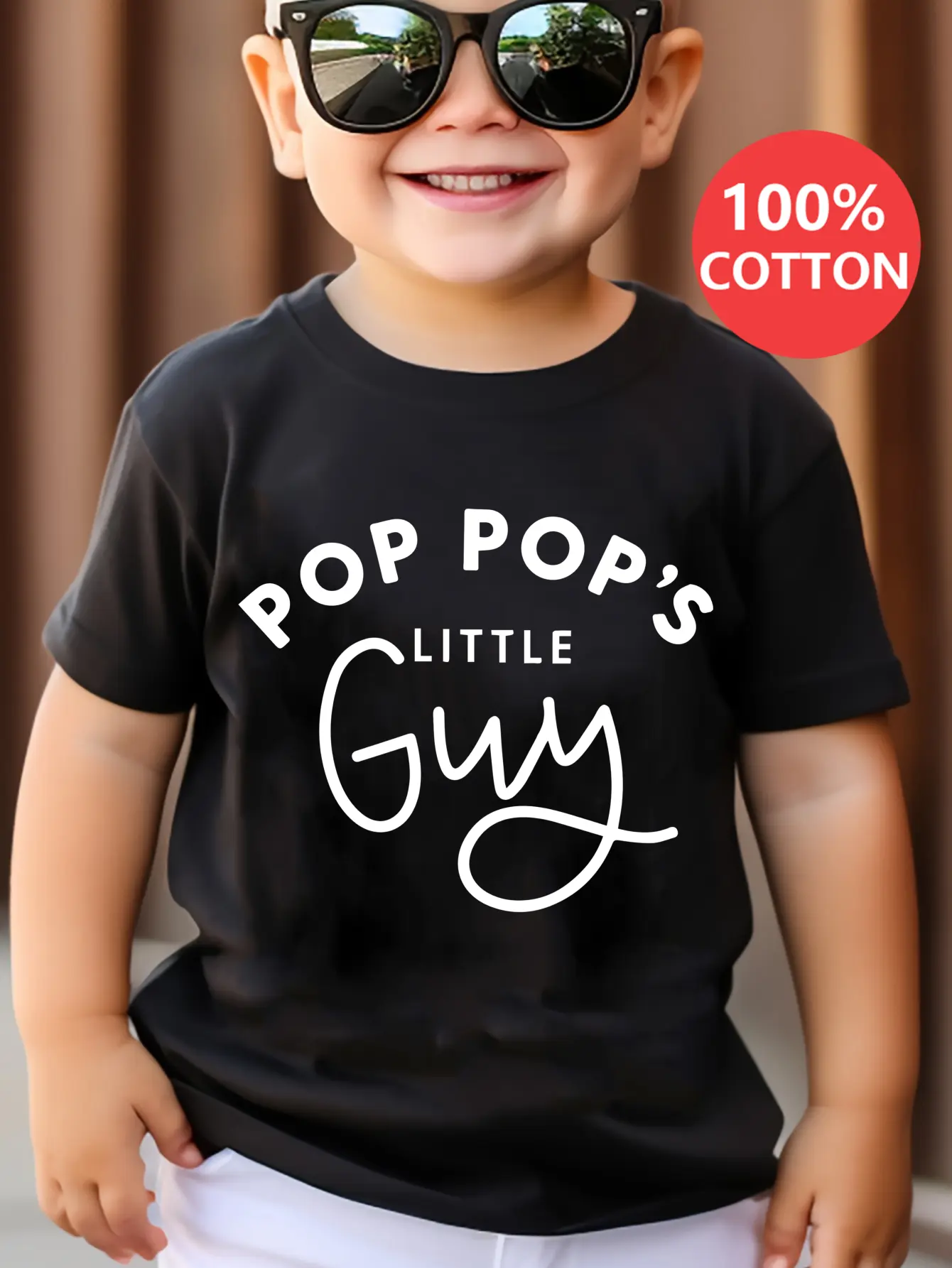 Boys' T-shirts Pop Pops Little Guy Print 100% Cotton Short Sleeve T-shirt - Funny Graphic Tees for All Seasons, Cute Graphic Tee Graphic Printed Tee Graphic Top Tee