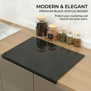 Black Acrylic Countertop Protector Board, Sink Cover Cutting Board, Waterproof & Scratch-Resistant Prep Station