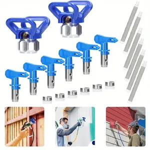 Set of 14 Reversible Spray Nozzles with Spray Gun Filter and Protective Base, Airless Spray Gun, Spray Gun Parts, Suitable for House, Car, Boat Body Painting (211, 315, 417, 515, 517, 623) Interior Tools