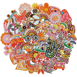 48Pcs Hippie Iron on Patches for Girl, Embroidered Boho Iron on/Sew on Patch for Clothes, Hats, Jeans, Dress, Backpacks, Machine Washable