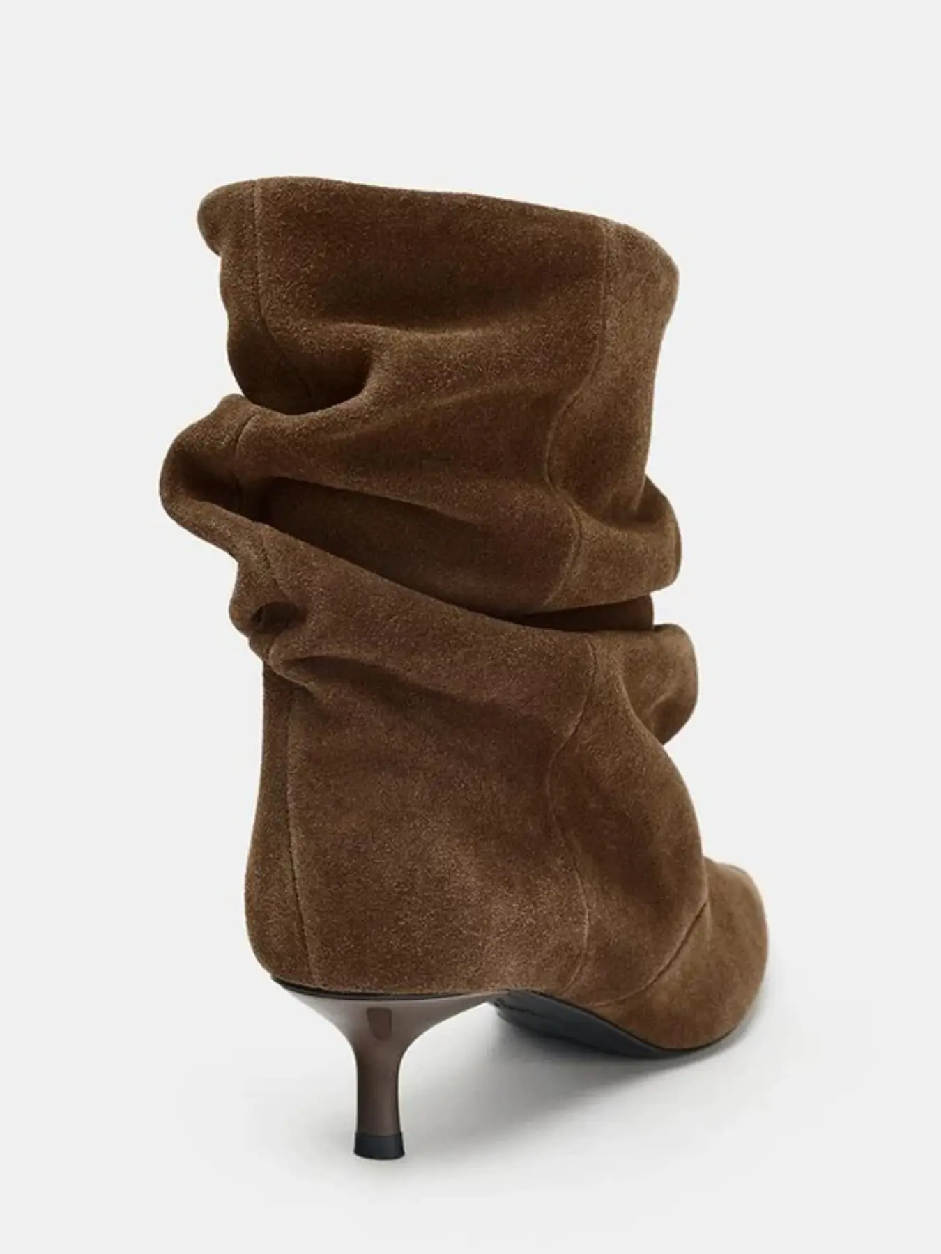 New Folded Pointy Heel Stack Boots, Retro Melanin Short Calf Boots, Large Bucket Knight Boots, Fashionable Stylish Women's Footwear, Toe Boots, Rubber, Pointed Toe Boots, Trendy Boots, Pointed Toes Boots