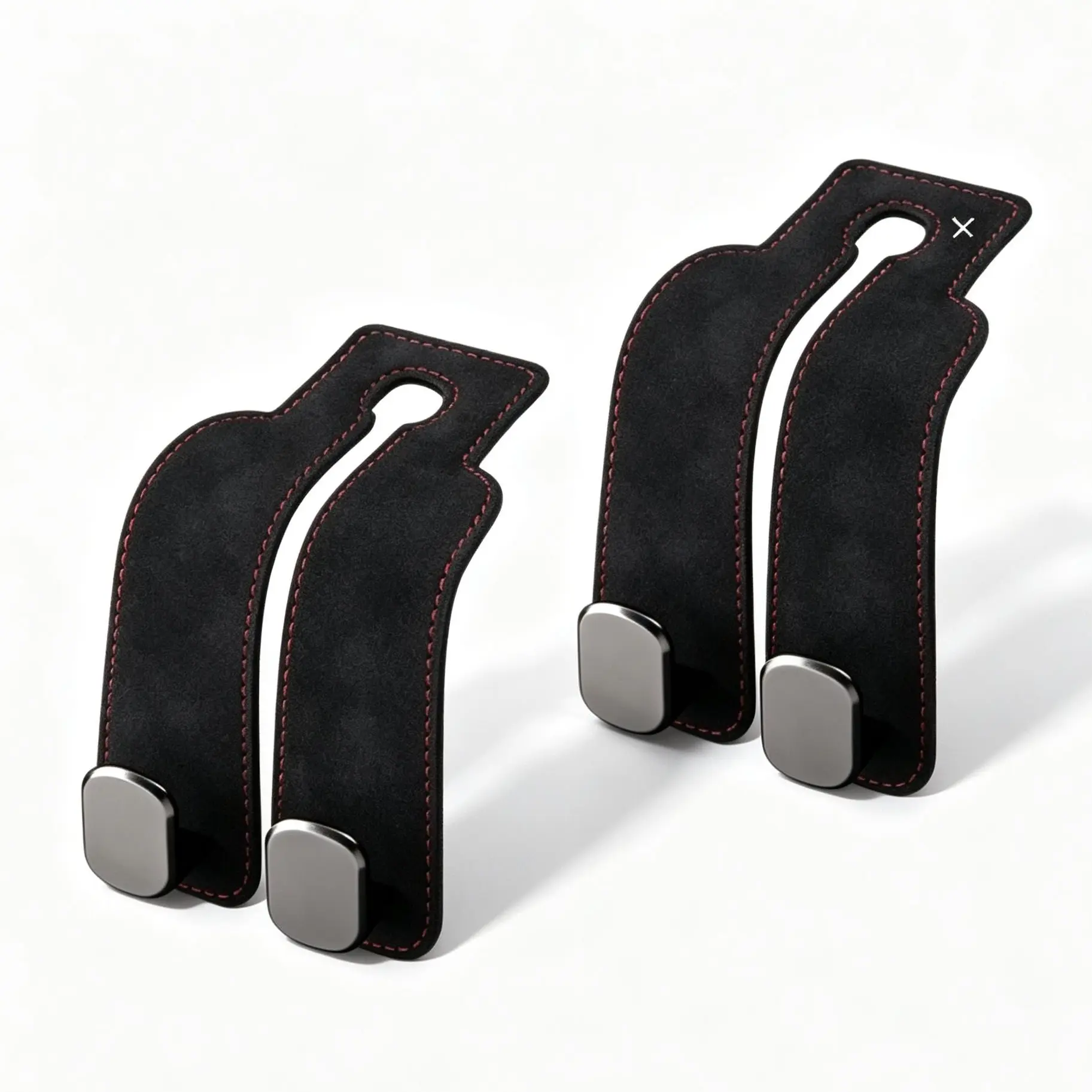 Universal Leather Car Headrest Hooks Double Hook Purse & Bag Holder Organizer