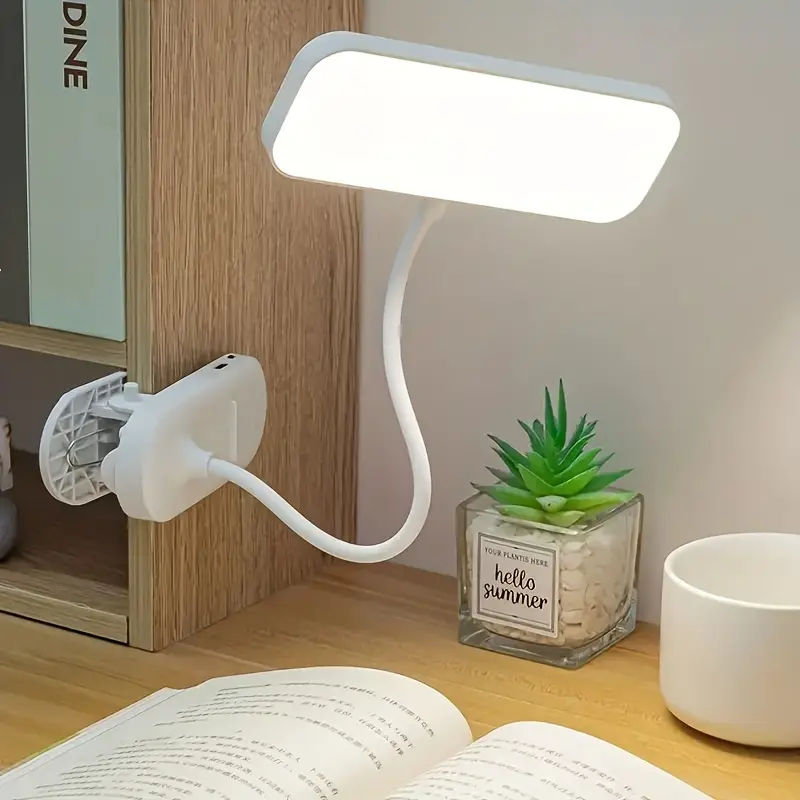 Eye-friendly LED gooseneck desk lamp with adjustable height and color temperature—a must-have for dorm rooms as an eye-friendly clamp lamp, reading lamp, or portable clamp lamp, powered by USB