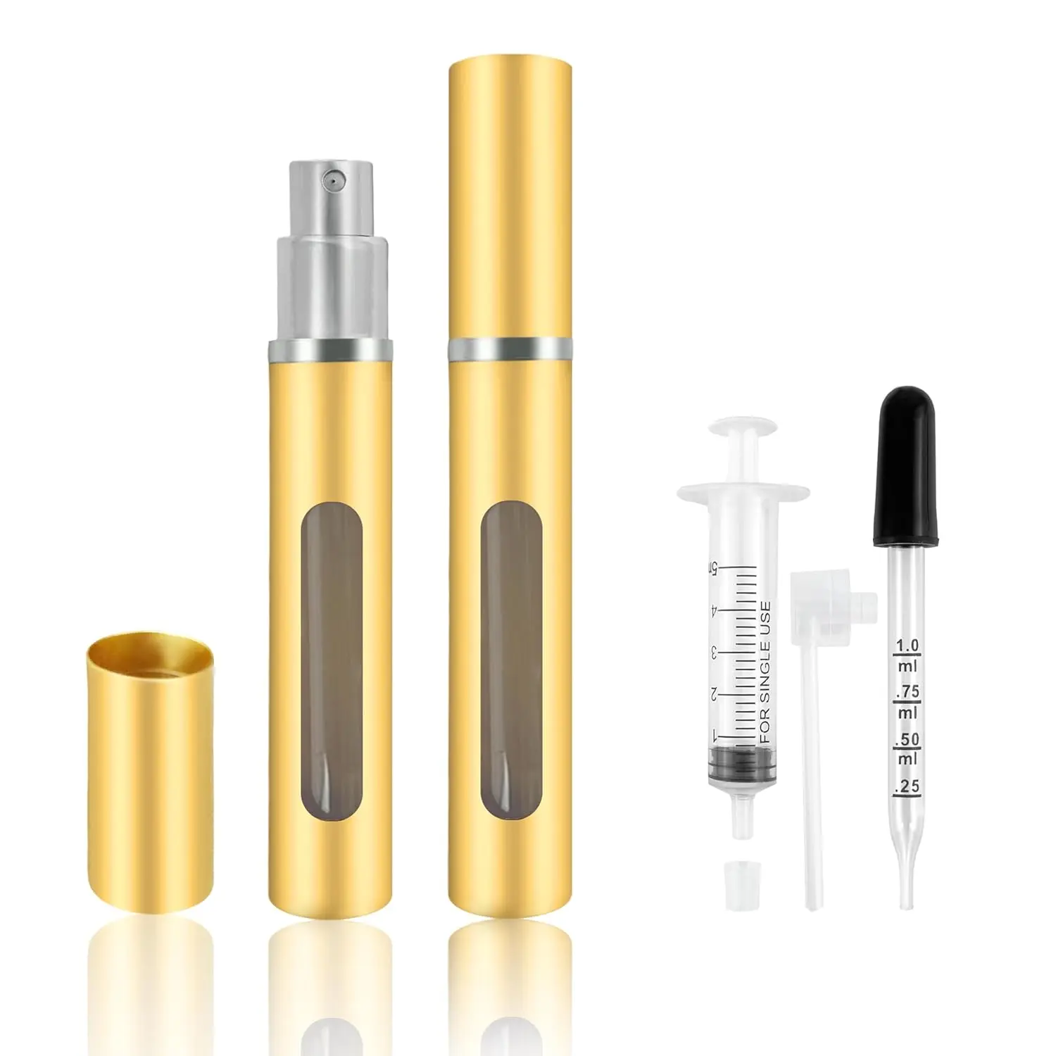 2 Pack Refillable Mini Perfume Atomizer Bottle,Portable Separate Bottles,Travel and Outings Spray Boxes Dispensers 5ml/0.2oz (Golden)