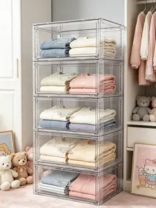 【DormRoomHacks】Vtopmart 2-5 Pack Large Clear Stackable Storage Drawers 23QT, Easily Assemble Closet/Styling Tools Storage Bins, Dust-Proof UnderBed Organizer for Hot Tools, Clothing, Bedroom, Entryway, Playroom & Apartment Organization