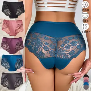 Women's 5-Pack Lace Panties Soft Breathable Stretch Underwear with Elegant Lace Comfortable for Daily Wear All Seasons Versatile Fit and Stylish Design，sexy Mid Waist Lace shorts for woman
