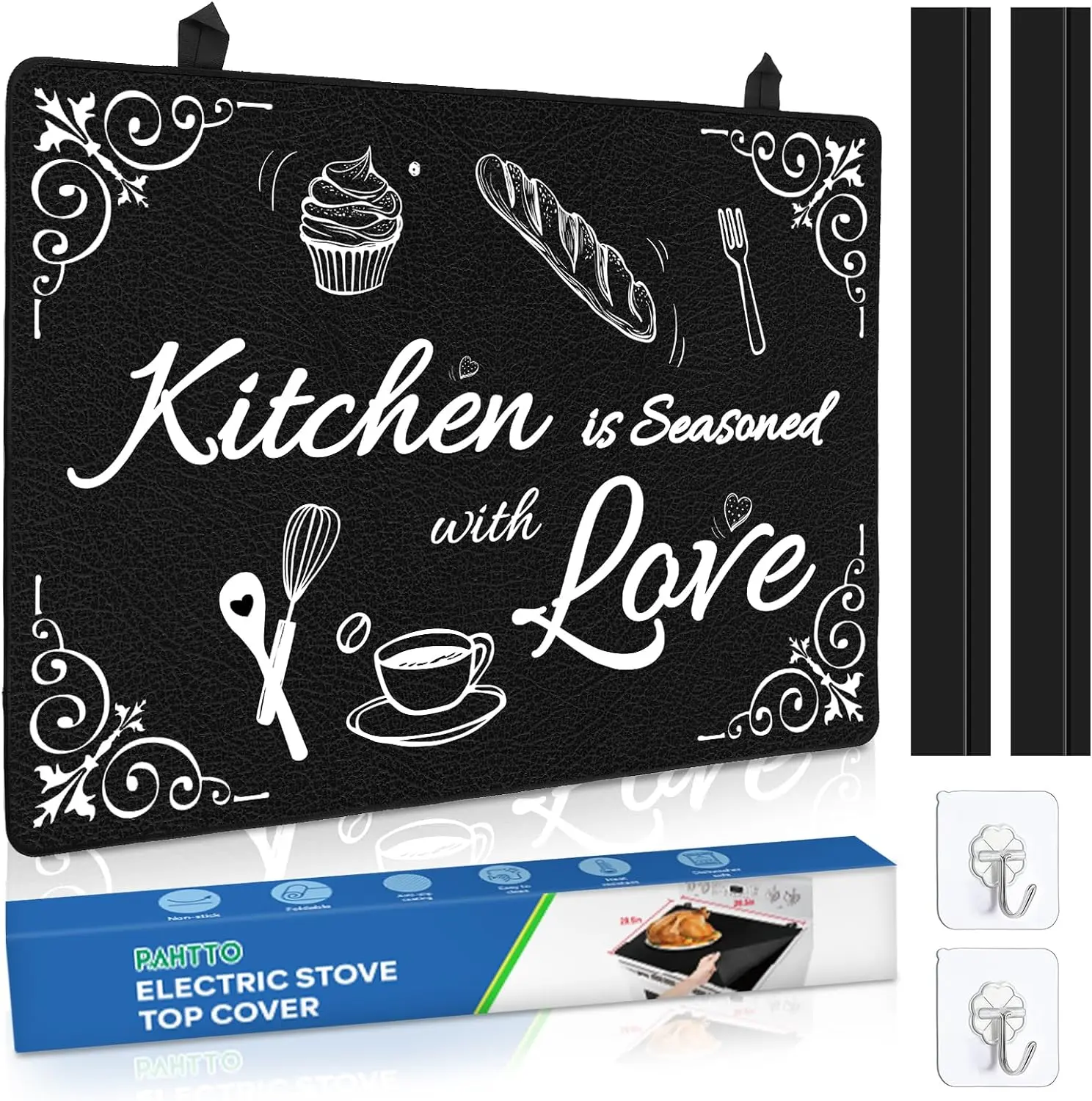 Stove Top Covers for Electric Stove, 28.5x20.5" Heat Resistant Glass Stovetop Protector Cover, Multifunctional Protector Mat for Counter/Washer Top, with Silicone Stove Gap Covers, Dish Washer Safe Kitchen Utensils Handheld
