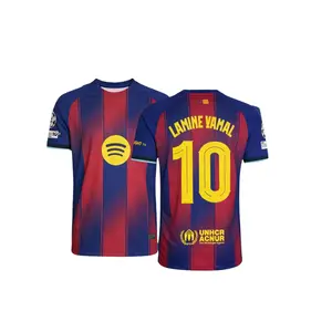 25/26 Lamine Yamal #10 Short Sleeve Soccer Jersey, Home Red And Blue Lamine Yamal Short Sleeve Soccer Jersey Fans Version