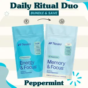 Daily Ritual Duo - 0mg & 40mg Caffeine Gum - Peppermint (2-Bulk Pouches)