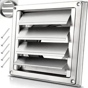 4" Upgrade Metal Dryer Vent Cover for House, Premium Stainless Steel Dryer Vent with 4 Screws Rubber Gasket, Exterior Wall Vent Cover with Louvre for Dryer Vents Range Hood Vent AC Vent